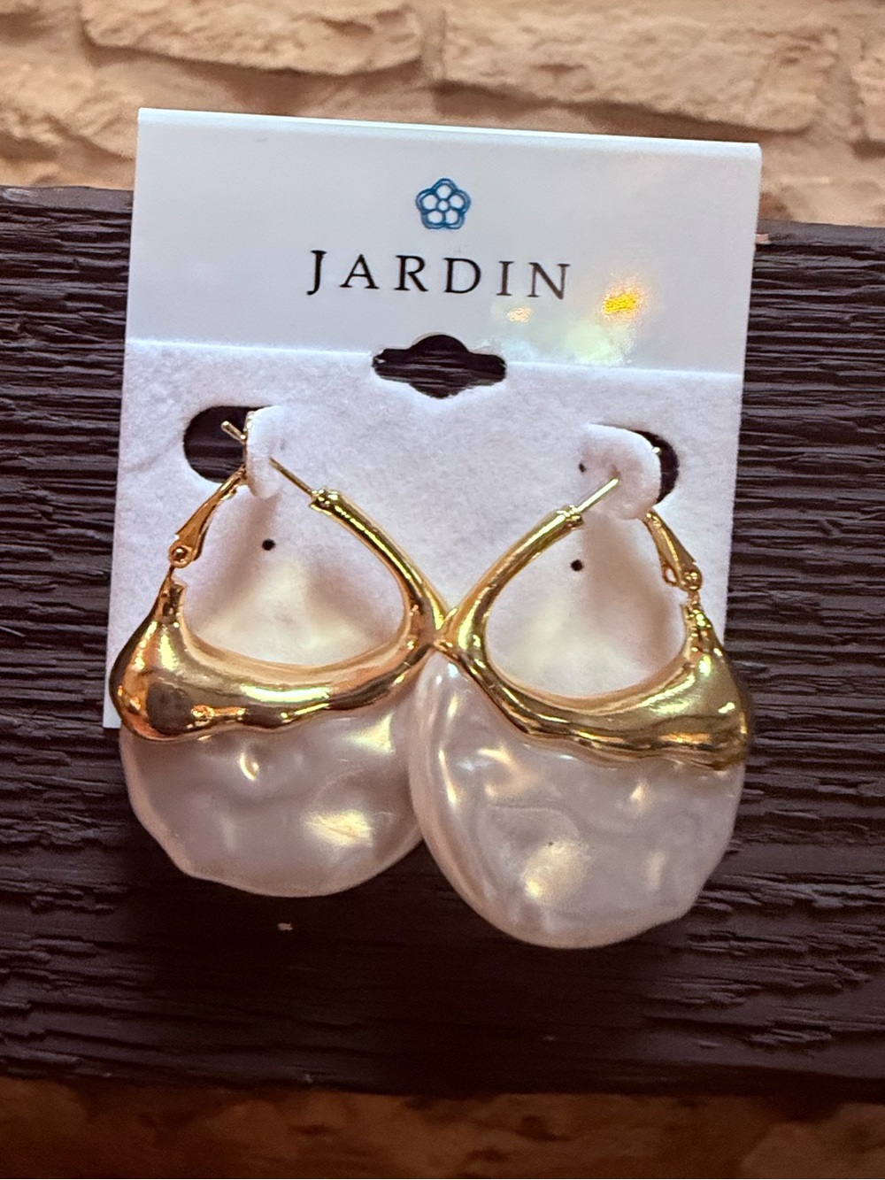 Jardin Gold and White Pearl-Effect Drop Earrings